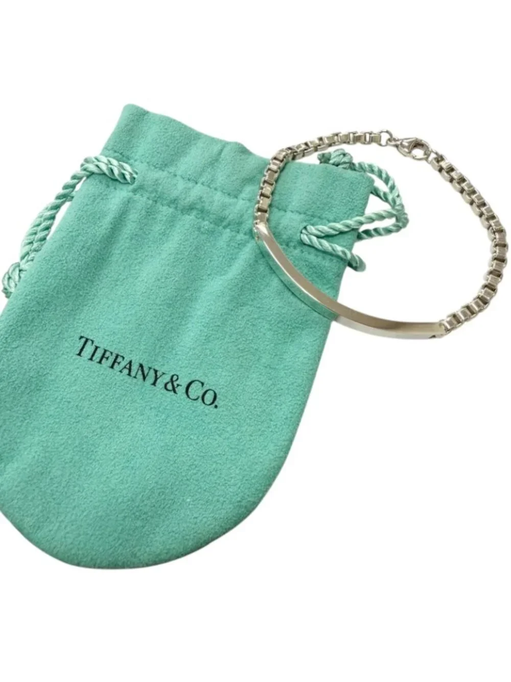Tiffany & Co Venetian Link ID Bracelet Silver Bag Included
